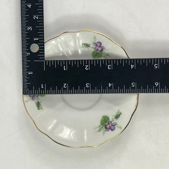 Vtg Inarco Japan Saucer Purple Violets Gold Trim E-5490 Floral Scalloped Edge - Picture 8 of 8